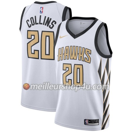 Maillot Basket Homme Atlanta Hawks John Collins 20 2018-19 Nike City Edition Blanc Swingman